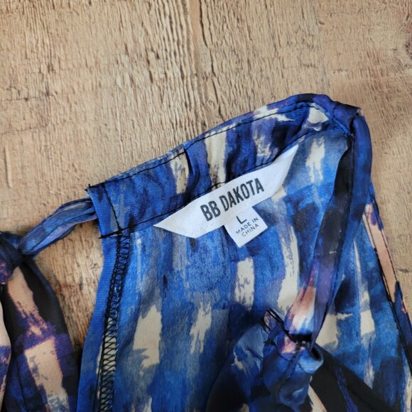 BB Dakota Aubree Blue Multi Color Halter Tank Dress - Picture 12 of 15